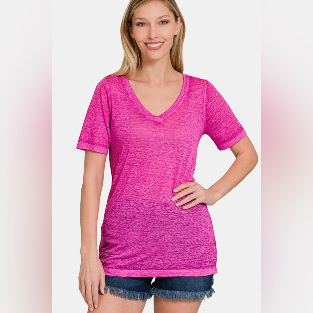 Zenana V-Neck Short Sleeve T-Shirt